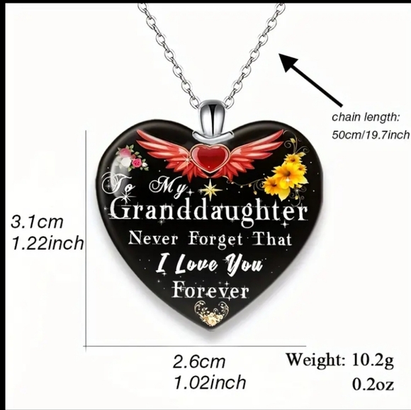 NEW! Sentimental Heart Shaped Granddaughter Pendant Necklace. NWOT - Picture 3 of 3